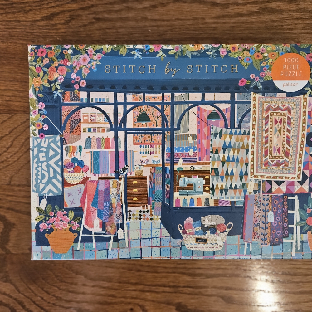 Galison Stitch by Stitch 1000 Piece Puzzle - Blue and Orange
